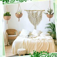 Ensemble de paniers de jardinière suspendus, corde de Jute, cintres pour plantes, tissé à la main, Pot de fleur avec doublure en plastique imperméable pour l'intérieur, 4 pièces