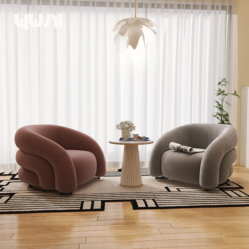 Single chair*2+side table [dirty pink + gray]
