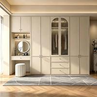 Guarda-Roupa Embutido em MDF Creme Personalizado com Penteadeira Integrada para Quarto Principal - Fornecimento Direto da Fábrica, Preço Competitivo