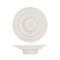 Plato Hondo Gourmet de 24 cm, Plato de Cerámica para Cena con Diseño Ondulado para Decoración de Mesa Moderna