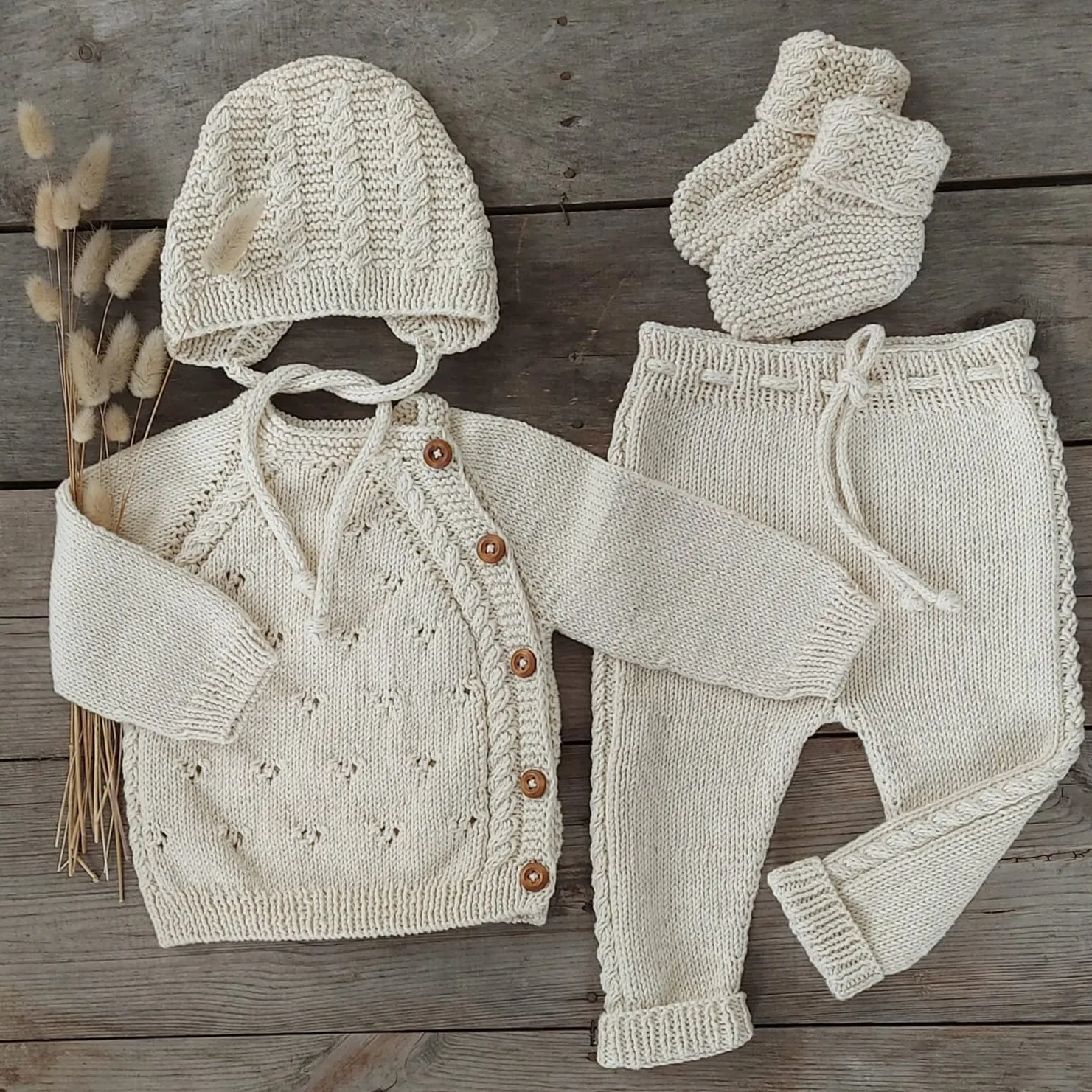 Organic Cotton Knit Newborn Outfit Coming Home Outfit Newborn Boy Girls Knit Baby Clothes