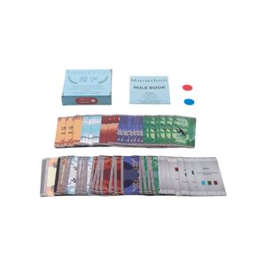 Jeu de cartes de société Marathon, cartes brillantes double face avec livre de règles et jetons, design de style européen - Product Image 1