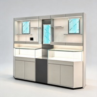 Vitrine de présentation en acier inoxydable pour bijoux de luxe, multi-niveaux, éclairée par LED, sur pied, pour la vente au détail