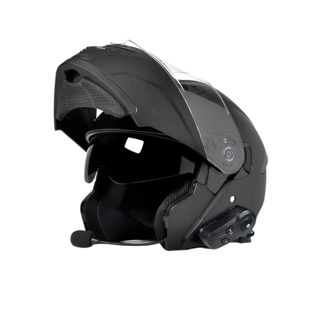 Gecertificeerde Bluetooth Motorhelm Modulaire Full Face Helm Flip Dual Sun Vizier Mp3 Fm Radio Helm Draadloze Motorfiets