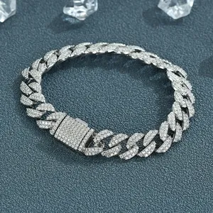 สร้อยข้อมือคิวบาฮิปฮอปเงินแท้ S925 ขนาด 8.8 มม. ประดับเพชรซิคอนรูปไข่ เครื่อ<span class=keywords><strong>ง</strong></span>ประดับแฟชั่น เครื่อ<span class=keywords><strong>ง</strong></span>ประดับ<span class=keywords><strong>ง</strong></span>านแต่ง<span class=keywords><strong>ง</strong></span>าน - Product Image 1