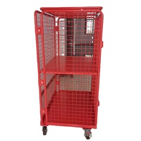 Carro de Acero Industrial Personalizable con Cuatro Ruedas y Malla, Capacidad de Carga de 300 kg, Contenedor de Almacenamiento Plegable, Almacenes Portátiles con Ruedas