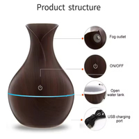 Diffuseur d'huiles essentielles à brume silencieuse 130 ml, humidificateur d'air, purificateur d'air pour voiture, pour chambre à coucher, utilisation en intérieur automobile