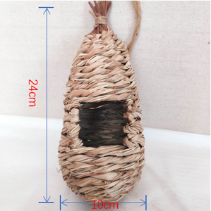 Cage de maison d'oiseau en paille naturelle faite à la main nid d'oiseau en herbe <span class=keywords><strong>cabane</strong></span> suspendue extérieure accessoire pour animaux de compagnie tissé à la main nid de colibri - Product Image 2