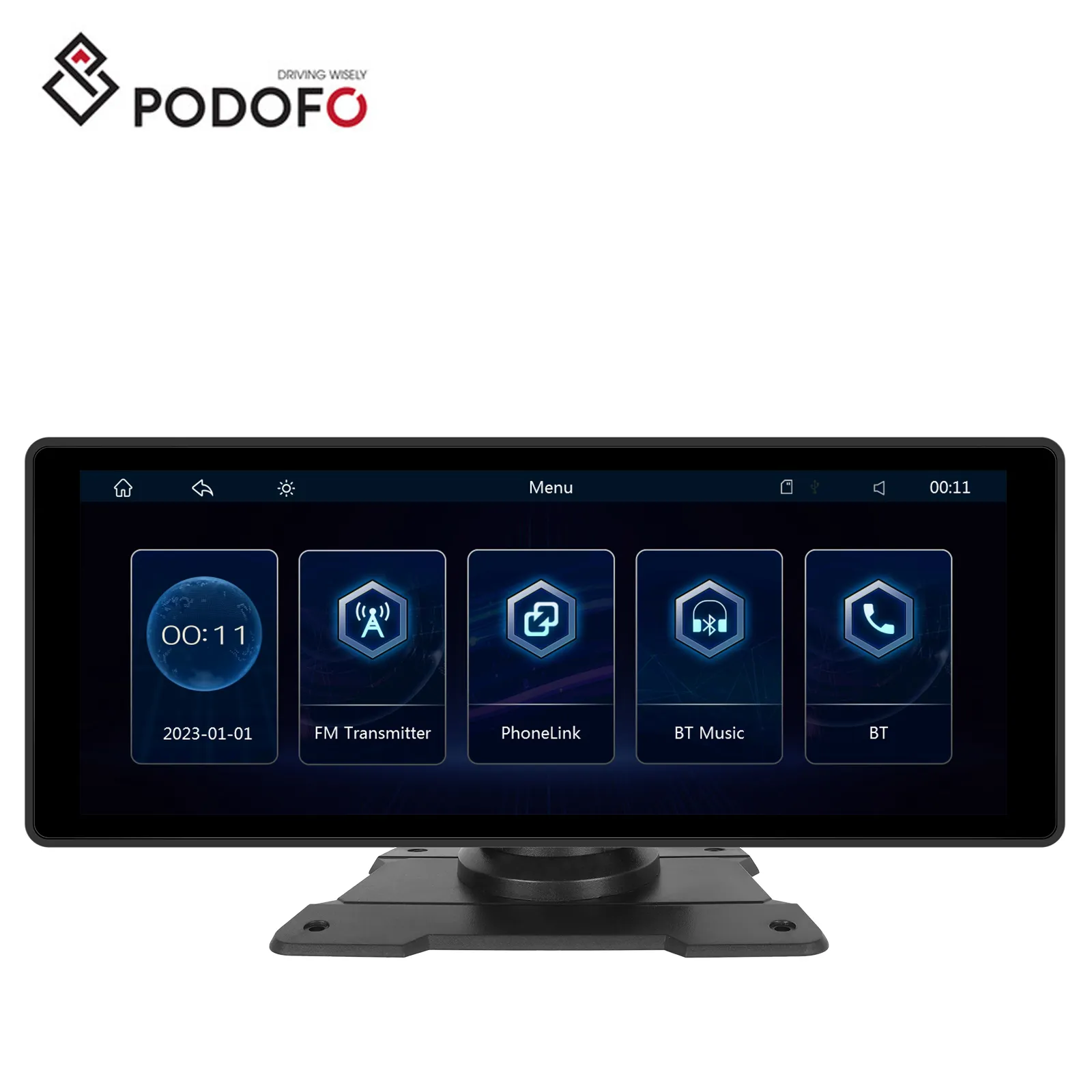 Podofo 10.26 ''สมาร์ทคาร์เพลย์หน้าจอขนาดใหญ่แบบพกพา Android Auto AirPlay phonelink BT WiFi FM GPS วิดีโอมัลติมีเดียวิทยุรถยนต์