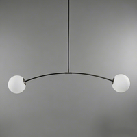 Lámpara Colgante XZ Vintage de Doble Bombilla, Bola de Cristal, Cobre Negro, LED, para Isla de Cocina, Lámpara Colgante de Metal