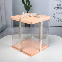 Boîte à gâteau transparente en plastique recyclable avec logo personnalisé, boîte à gâteau de haute qualité