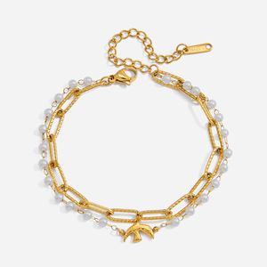 Pulsera de Perlas de la Serie Bird, Tono Dorado, Perlas de Imitación, Joyería para Mujer, Pulsera con Dijes, Regalo - Product Image 1