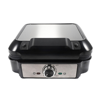 Gaufrier électrique fin pour gaufres belges, avec couvercle en acier inoxydable, antiadhésif, 1200W, usage domestique