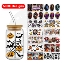 Transferts UV DTF pour gobelets 16oz, autocollants UV DTF pour gobelets, motifs Halloween, autocollants personnalisés imperméables, autocollants UV DTF pour tasses