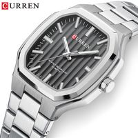 Montre à quartz pour homme CURREN 8458, boîtier en alliage, bracelet en acier inoxydable, étanche 30 m, style business, cadran carré, affichage analogique, boîte