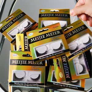 1 Pair Self <b>Adhesive</b> Press on False Eyelashes No Glue Natural Look Strip <b>Lashes</b> - Product Image 2