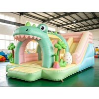 Château gonflable crocodile avec toboggan, design bouche d'alligator, pour enfants, idéal pour fêtes sur le thème de la jungle et aires de jeux
