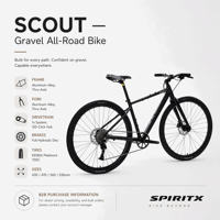 SpiritX Scout S10 Lite Aluminiumlegierung Stahlrahmen Gravel- & Rennrad 700C Steckachse 10-Gang Scheibenbremse Flatbar-Lenker
