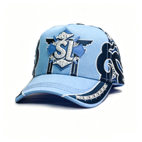 Gorras de Béisbol OEM Personalizadas de 5 Paneles Baez X Shifu 3.0 Astrogengar Azul, Gorras Deportivas de Gamuza de Ala Ancha B CROSS Barbas Hats X Ct