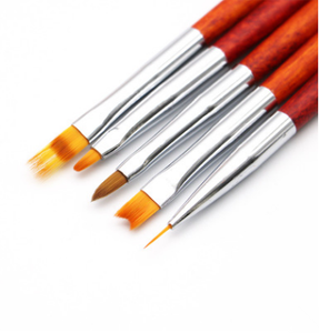 Red Sable Nail Art <b>Brush</b> Set Flat Hair Wooden Handle Crimped Ferrule Painting Drawing Liner Tool for Acrylic Gel Manicure Salon - Product Image 4