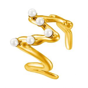 Anillo Ajustable de Acero Inoxidable al por Mayor, Estilo Retro, Chapado en Oro, con Piedra Natural - Product Image 5