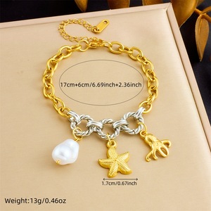 Fashion Charm Bracelets Zinc Alloy Gold Silver Chain Conch Starfish Crab Cherry Pendant Unisex Jewelry Accessory - Product Image 3