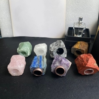 STONEKOCC Prix d'usine Design Bouchon de flacon de parfum en cristal rose, jade, onyx, pierre naturelle brute et marbre, avec couvercle gravé, objet décoratif