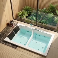 Bain à remous rond moderne pour villa, sur mesure, pour 2 personnes, en ABS écologique, gris, avec jets de massage, garantie 3 ans