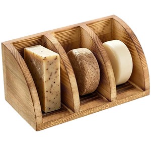 Boîte de rangement pour savon en bois avec compartiments, auto-drainante, rectangulaire, pour comptoirs de salle de bain, porte-savon - Product Image 5