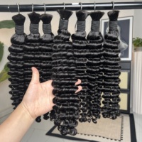 Cheveux humains en vrac non traités Deep Wave pour tressage, sans trame, cheveux vierges bruts, 10-30 pouces, double épaisseur, fournisseur de cheveux humains