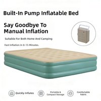 Nouveau matelas pneumatique portable en PVC floqué épaissi, avec pompe intégrée, gonflage/dégonflage à un bouton, pour camping double