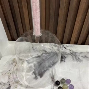 Chakra clair pur Quartz alchimie gemme pierre cristal chantant poignée bol avec Roz naturel pour la méditation de guérison par le son