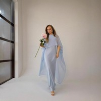 Nouvelle Collection Été 2026 : Ensemble Robe Longue en Chiffon et Satin, Style Cape, Chic Français, Élégant, Marron, Robe de Soirée Modeste, Tenue de Fête pour Femme