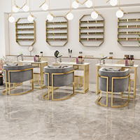 Table à ongles moderne en bois avec chaises, station de manucure pour salon de beauté, mobilier multifonctionnel pour spa des ongles