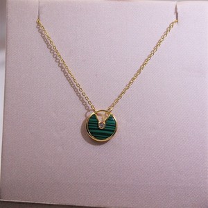 Collar de Acero de Titanio para Mujer, Amuleto Chapado en Oro Rosa de 18K, Concha Blanca, Calcedonia Roja, Circonita Individual, Cadena para Clavícula - Product Image 5