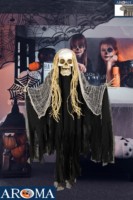Décorations d'Halloween : Grimouettes et squelettes suspendus avec yeux clignotants et voix effrayante, figurines animatroniques d'Halloween