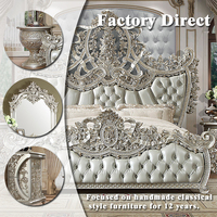 Meubles de chambre à coucher de style français de luxe, lit en argent perlé doré, sculpture ajourée, tailles personnalisées pour appartement, villa royale