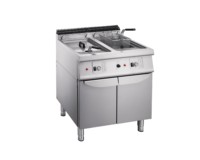Friteuse à gaz GPL/GN haute performance série 700 avec protection thermique et armoire de rangement