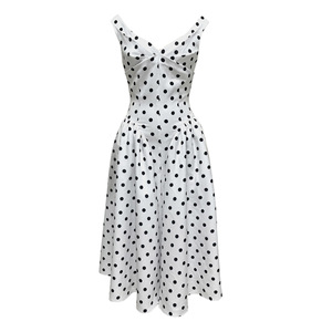 Abiti Estivi da Donna Casual per Feste e Matrimoni, Bianchi e Neri <span class=keywords><strong>a</strong></span> <span class=keywords><strong>Pois</strong></span>, Senza Maniche, Scollo <span class=keywords><strong>a</strong></span> V, Svasati, Lunghi fino al Pavimento, Stile <span class=keywords><strong>A</strong></span>-Line - Product Image 1