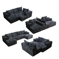 Canapé sectionnel surdimensionné en velours côtelé en forme de U avec double chaise longue et poche latérale, aucun assemblage requis