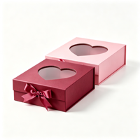 Hochwertige Maßgefertigte Recycelbare Herzförmige Magnetische Kosmetik-Geschenkbox mit Fenster und Band, Matte Verpackungsbox