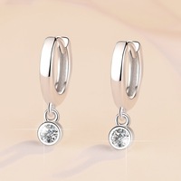 Orecchini a Cerchio Doppi in Argento 925 con Moissanite Taglio Brillante Rotondo da 0,1ct, Gioielli Minimalisti per Donna, Idea Regalo