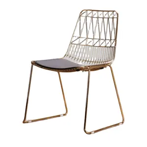 Schönes Design Roségold oder Gold Farbe Harry Bertoia Wire Chair Metall Wire Side Esszimmers tuhl