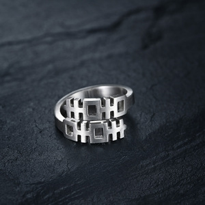 Chinese Style Double Happiness <b>Titanium</b> Steel <b>Ring</b> Silver Gold Geometric Unisex Fashion Jewelry Gift - Product Image 3