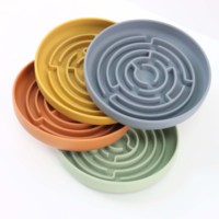 Bol à nourriture pour animaux de compagnie en silicone antidérapant personnalisé, rond, labyrinthe, pour chat et chien, bol à lécher lent, bols et mangeoires pour animaux de compagnie personnalisés