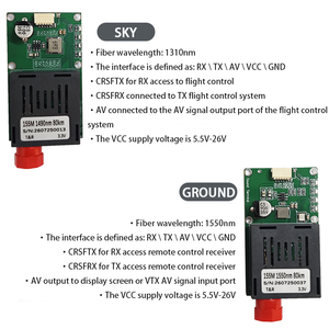 โมดูลรับส่งสัญญาณภาพใยแก้วนำแสง TTL ระยะ 80 กม. 1310nm/1550nm สำหรับการสื่อสาร FPV ใยแก้วนำแสง TTL ไปยังใยแก้วนำแสงทางอากาศและภาคพื้นดิน 155M OEM - Product Image 2