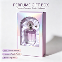 Boîte cadeau parfum holographique personnalisée avec fenêtre arquée en papier pour flacon de parfum
