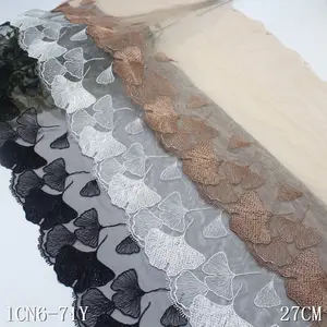 2024 printemps nouveau Ginkgo feuille Design vêtement accessoires blanc broderie cils dentelle garniture pour les femmes