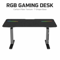 Bureau de jeu AOR réglable en hauteur, surface en fibre de carbone, cadre métallique, crochet pour casque, multifonctionnel, durable, MDF, vente en gros d'usine