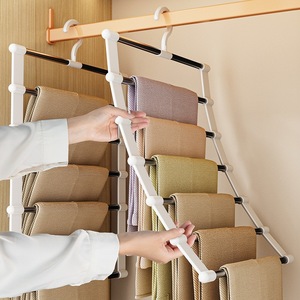 Multi Layer Trouser Rack White 7 Layer Hook Type Hanging Clothing Organizer Minimalist Wardrobe Space Saving Storage Rack - Product Image 2